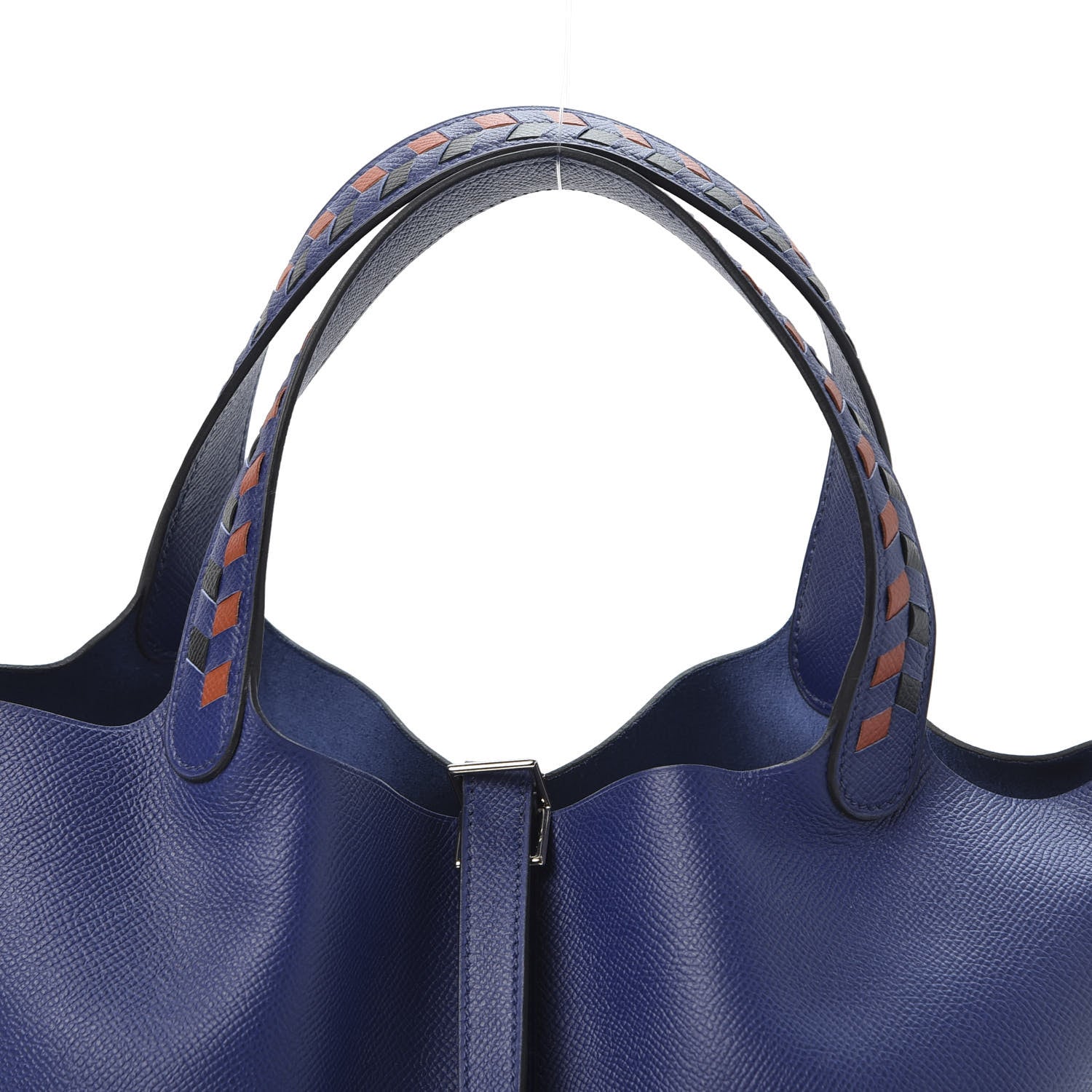 Hermes Epsom Tressage De Cuir Picotin Lock 22 MM Bleu Encre Brique Black 9 of 9