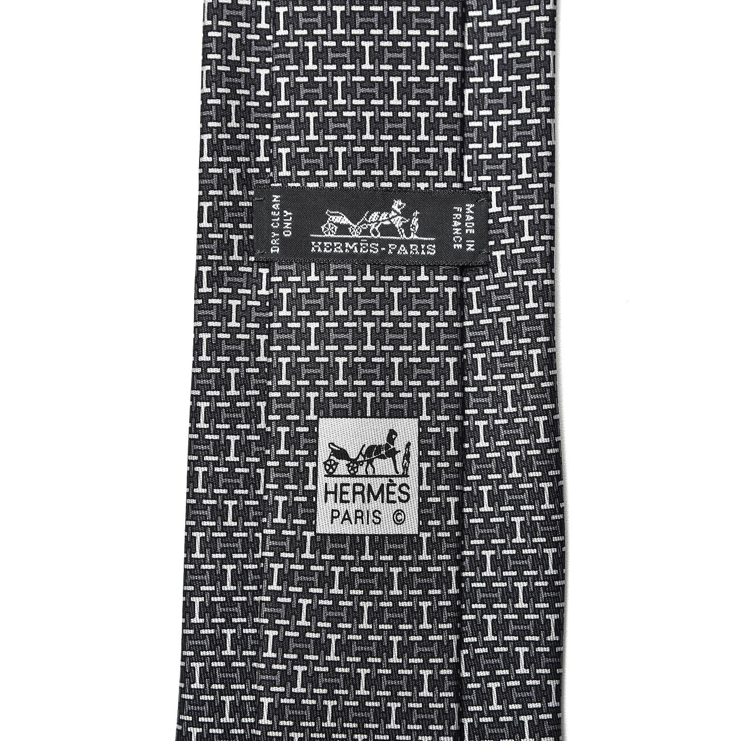 Hermes Silk Mens Dessus Dessous Tie Anthracite Gris Silex 3 of 4