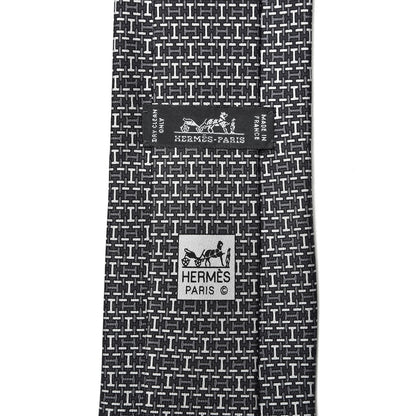 Hermes Silk Mens Dessus Dessous Tie Anthracite Gris Silex 3 of 4