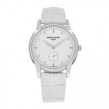 Patek Philippe 18K White Gold Alligator Diamond Bezel 33mm Calatrava Manual Winding Watch 7122/200G-001 1 of 5