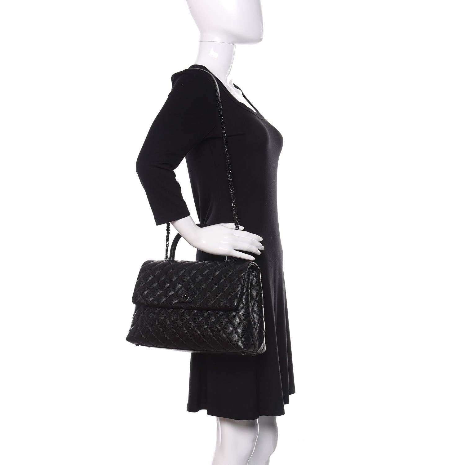 Chanel Caviar Quilted Medium Coco Handle Flap So Black 2 of 11
