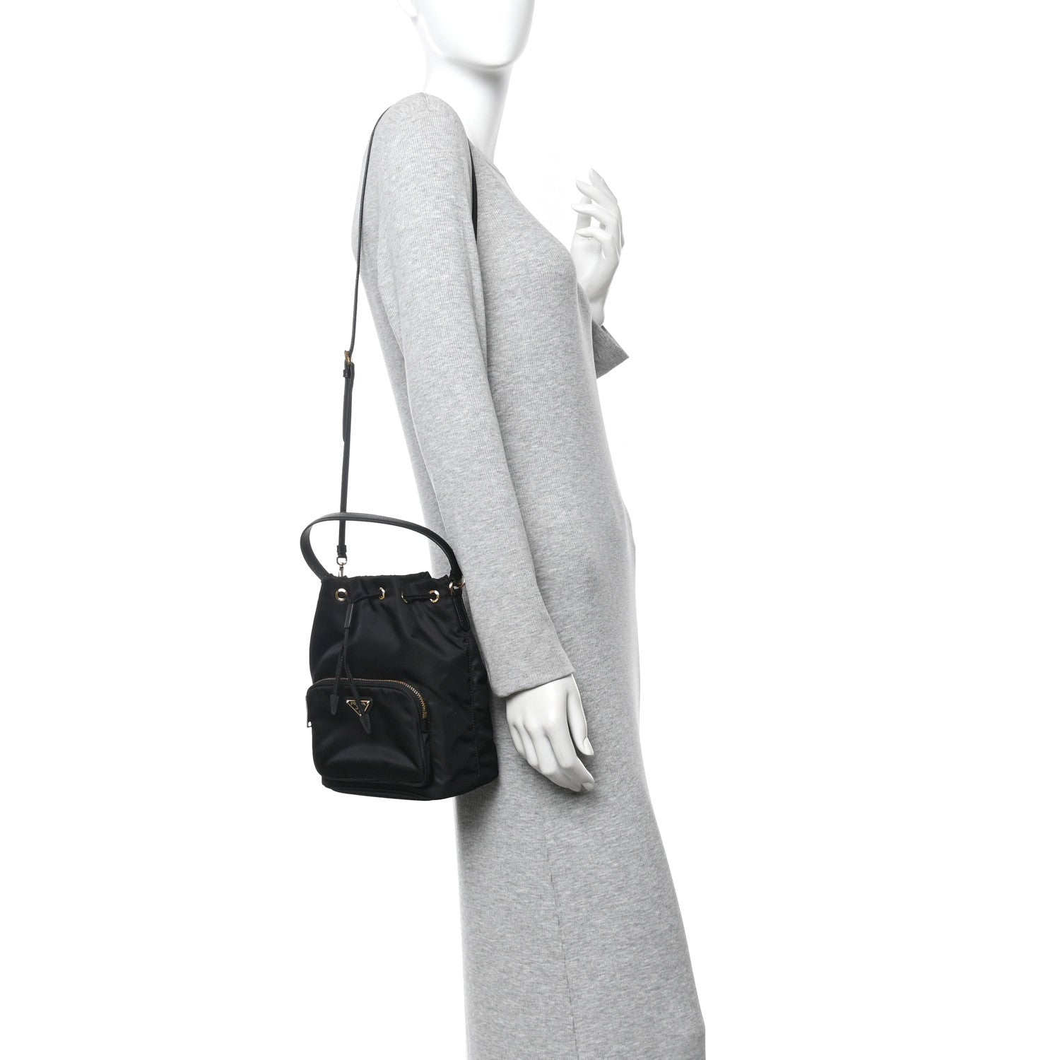 Prada Re-Nylon Duet Drawstring Shoulder Bag Black 2 of 11