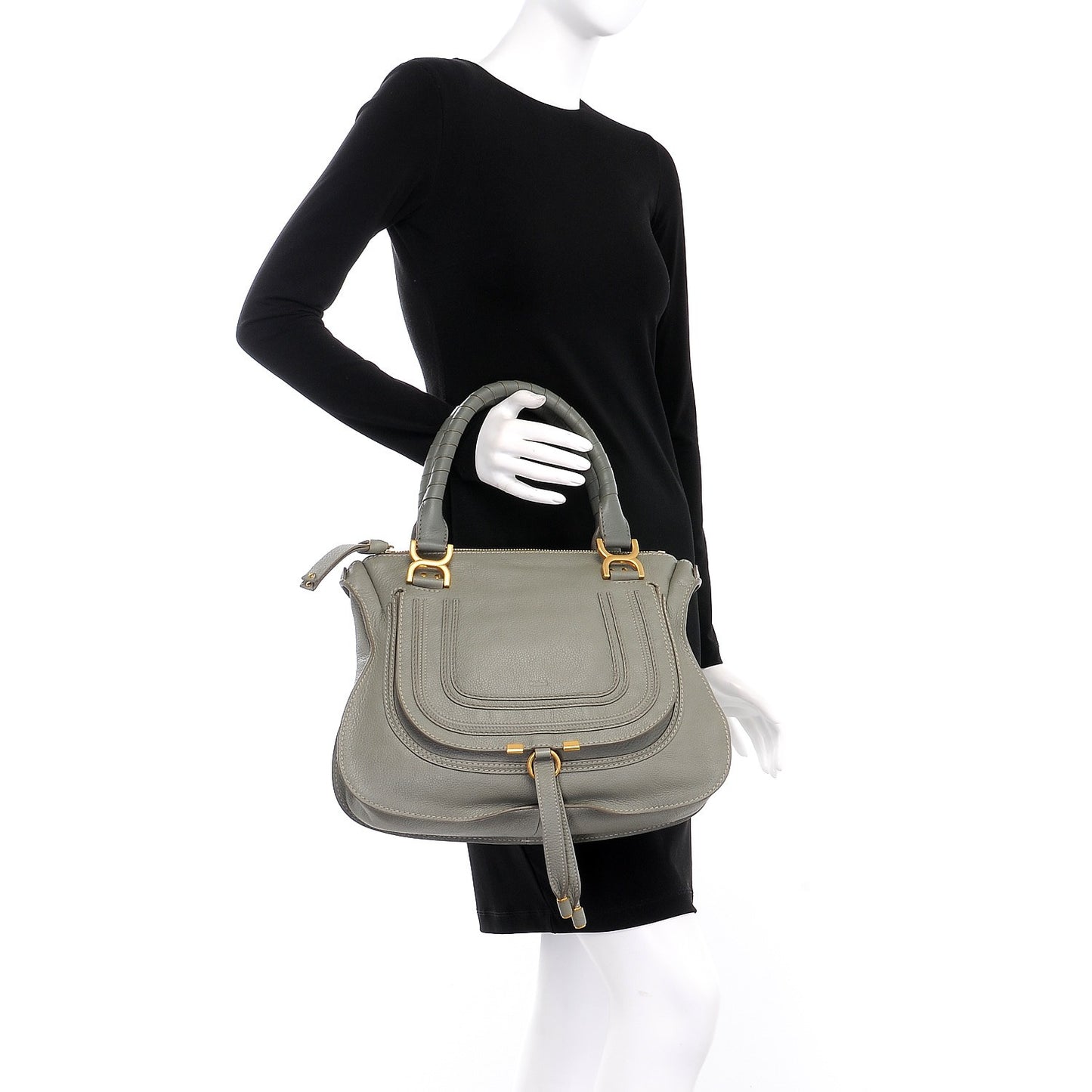 Calfskin Medium Marcie Satchel Baobab Green