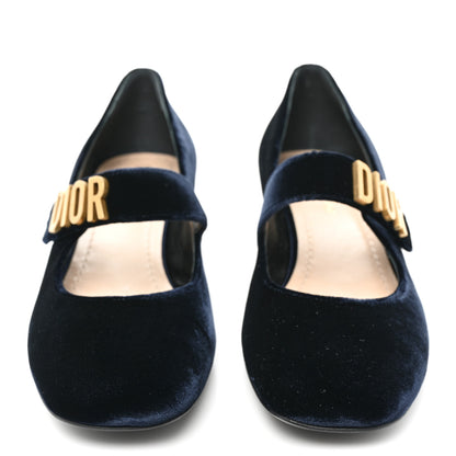 Christian Dior Velvet Baby-D Ballet Pumps 38 Deep Blue 2 of 8