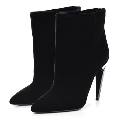 Saint Laurent Velvet Freja 105 Ankle Booties 35.5 Black 3 of 14