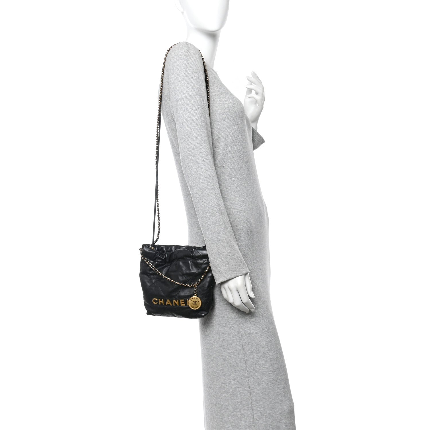 Chanel Shiny Calfskin Quilted Mini Chanel 22 Black 2 of 11