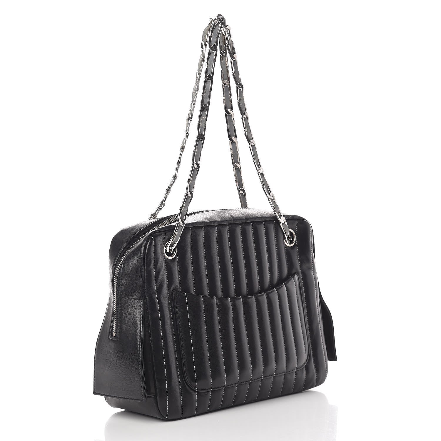 Chanel Lambskin Vertical Quilted Mademoiselle Camera Case Black 3 of 21