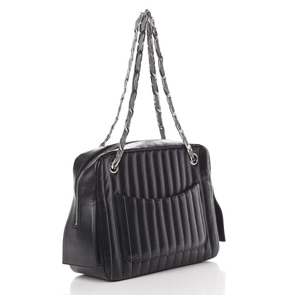 Chanel Lambskin Vertical Quilted Mademoiselle Camera Case Black 3 of 21