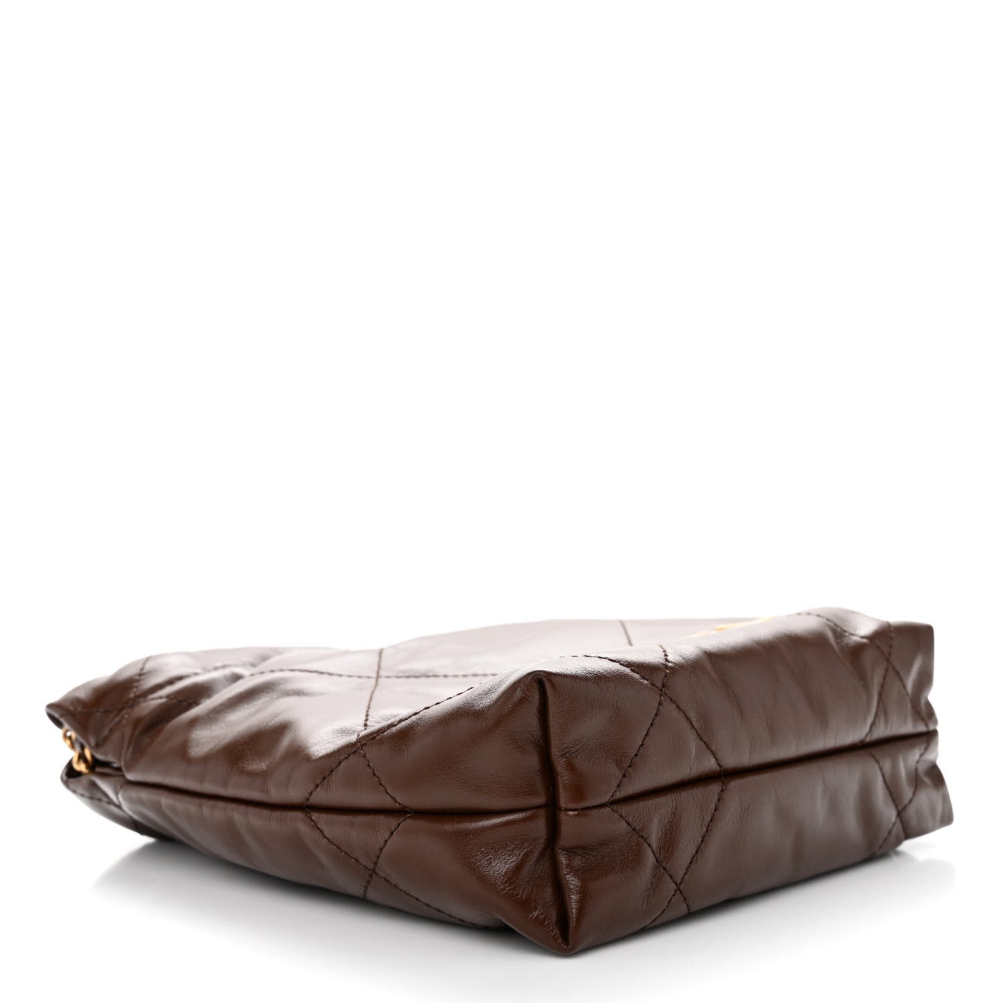 Shiny Calfskin Quilted Mini 22 Brown