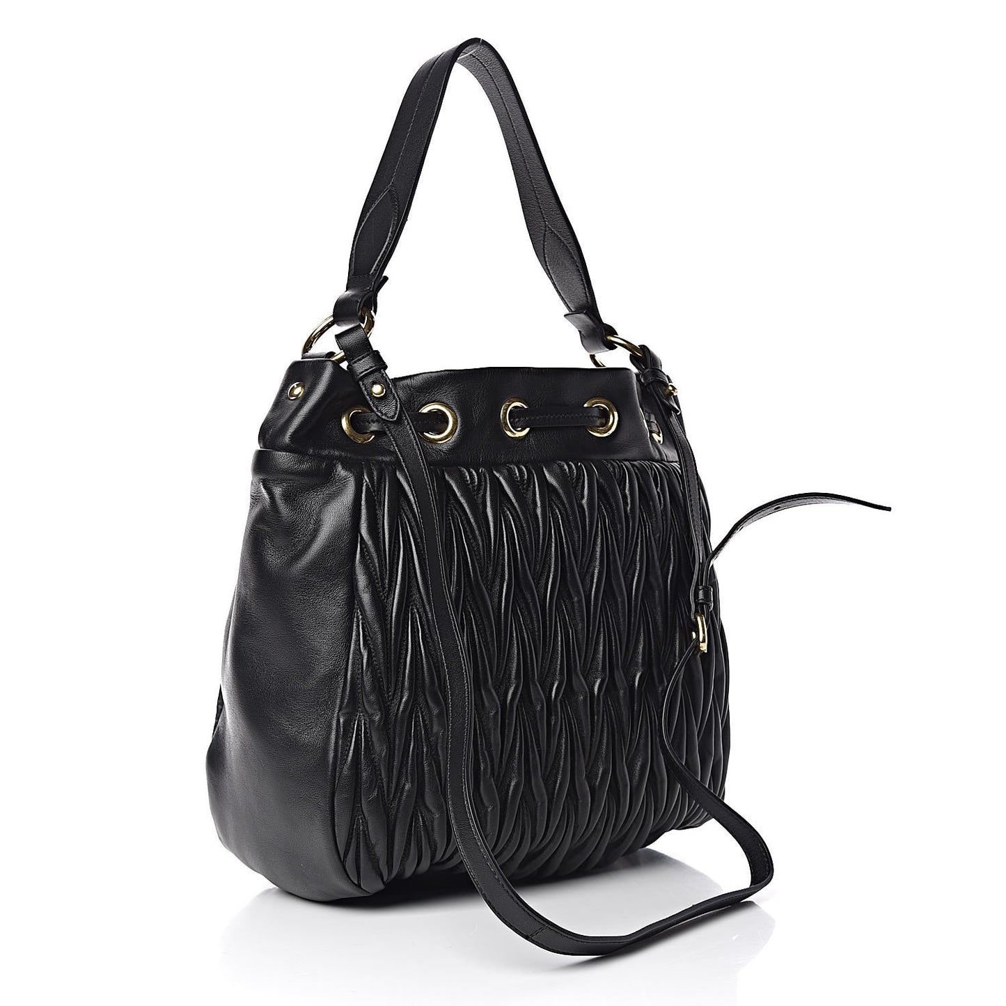 Nappa Matelasse Bucket Bag Black