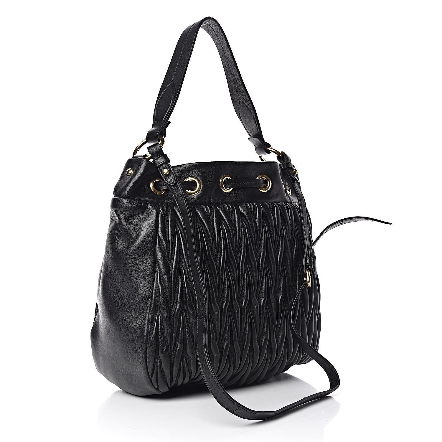 Miu Miu Nappa Matelasse Bucket Bag Black 3 of 9