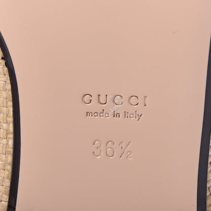 Gucci Straw Elaphe Womens Princetown Slippers 36.5 Natural Cream Brown 6 of 8