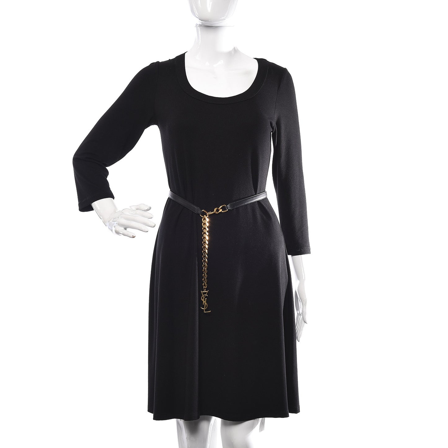 Calfskin Monogram Chain Belt Black