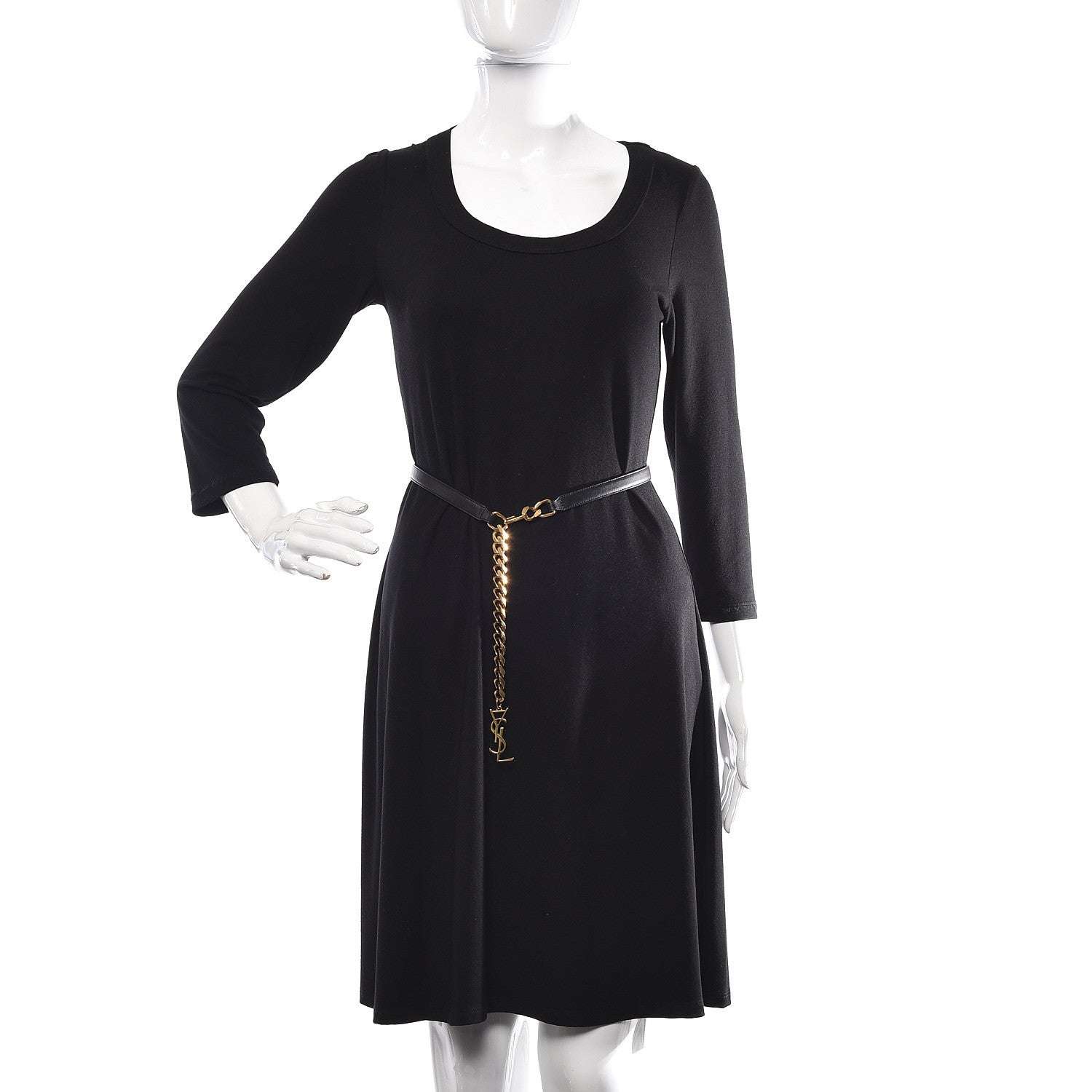 Saint Laurent Calfskin Monogram Chain Belt Black 2 of 6