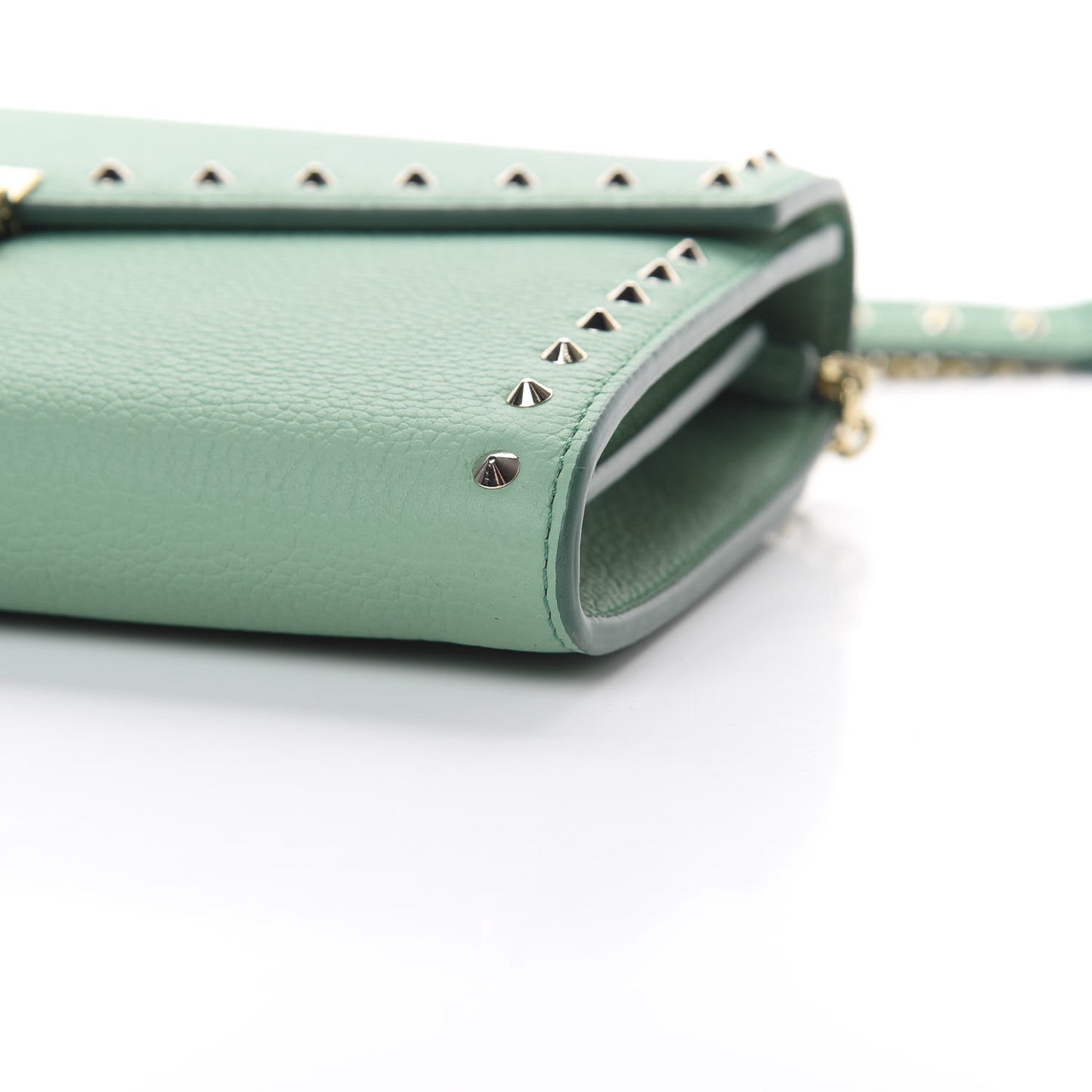 Calfskin Studded Large Crossbody Wallet Mint