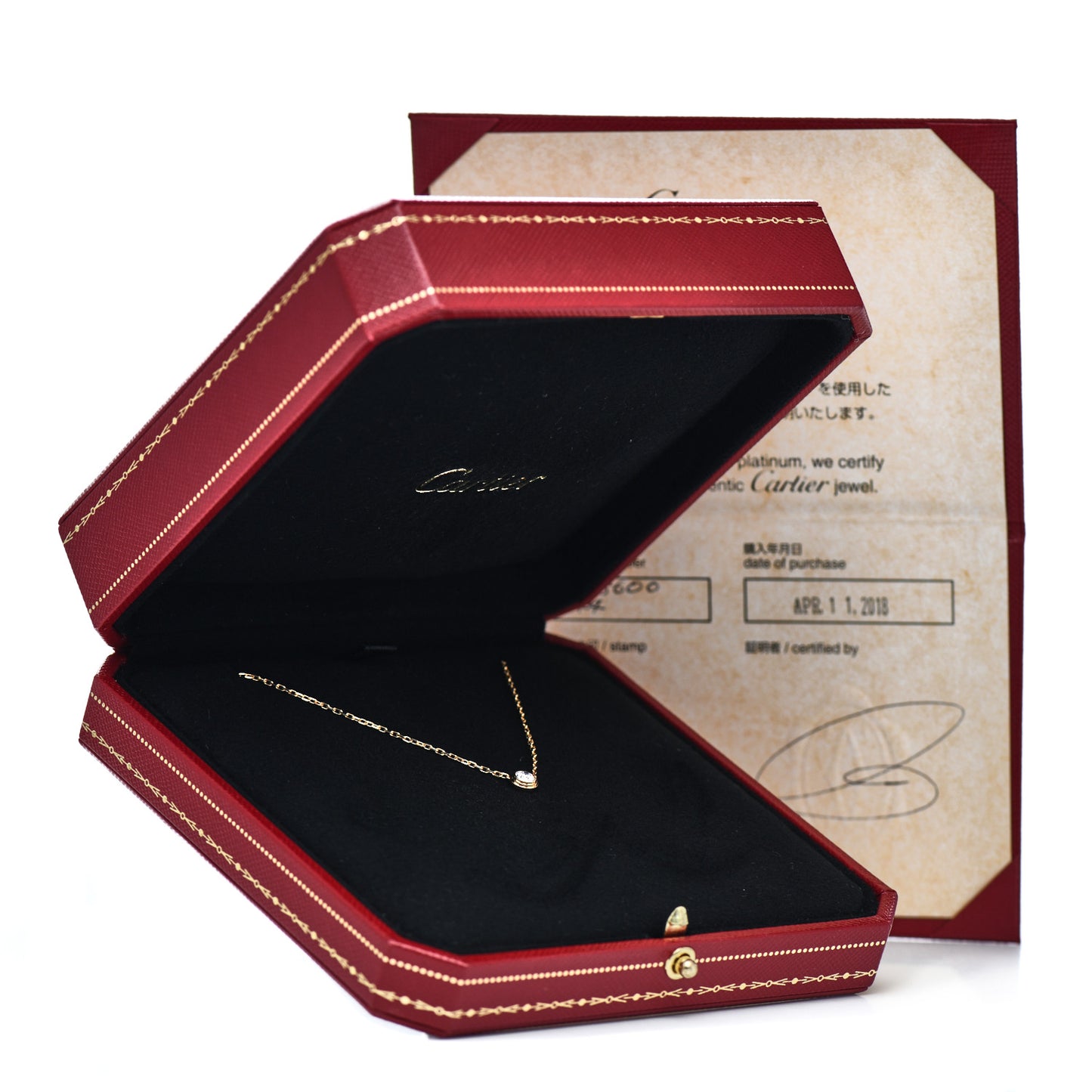 18K Pink Gold Diamond LM D'Amour Pendant Necklace
