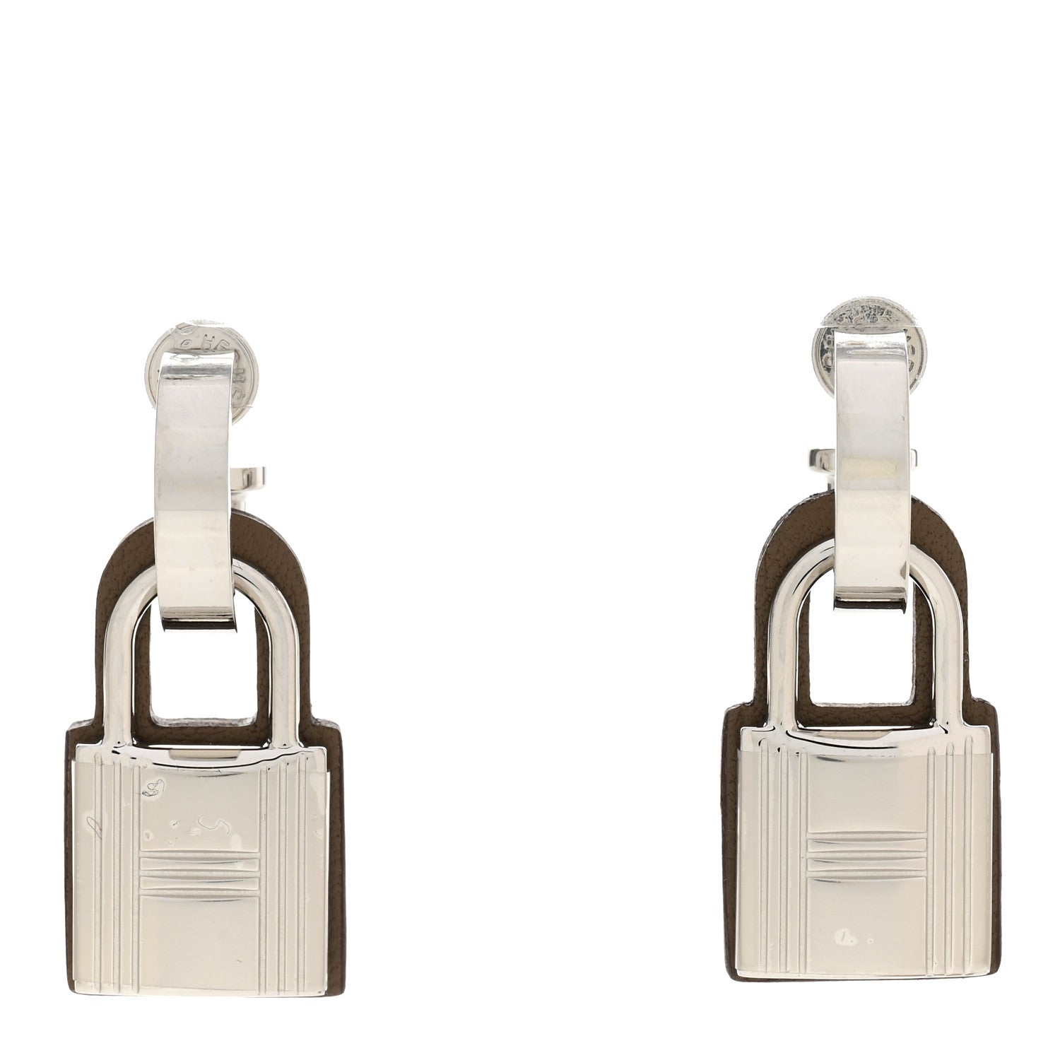 Hermes Palladium Swift O'Kelly Earrings Etoupe 1 of 5