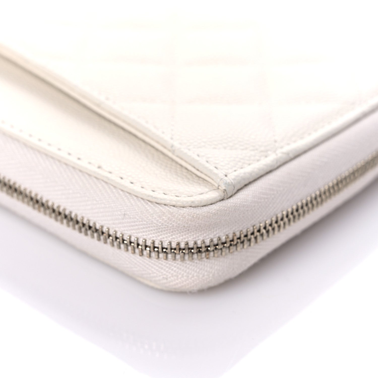 Chanel Caviar Quilted Large Gusset Zip Around Wallet White 14 of 17