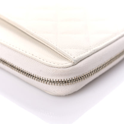 Chanel Caviar Quilted Large Gusset Zip Around Wallet White 14 of 17