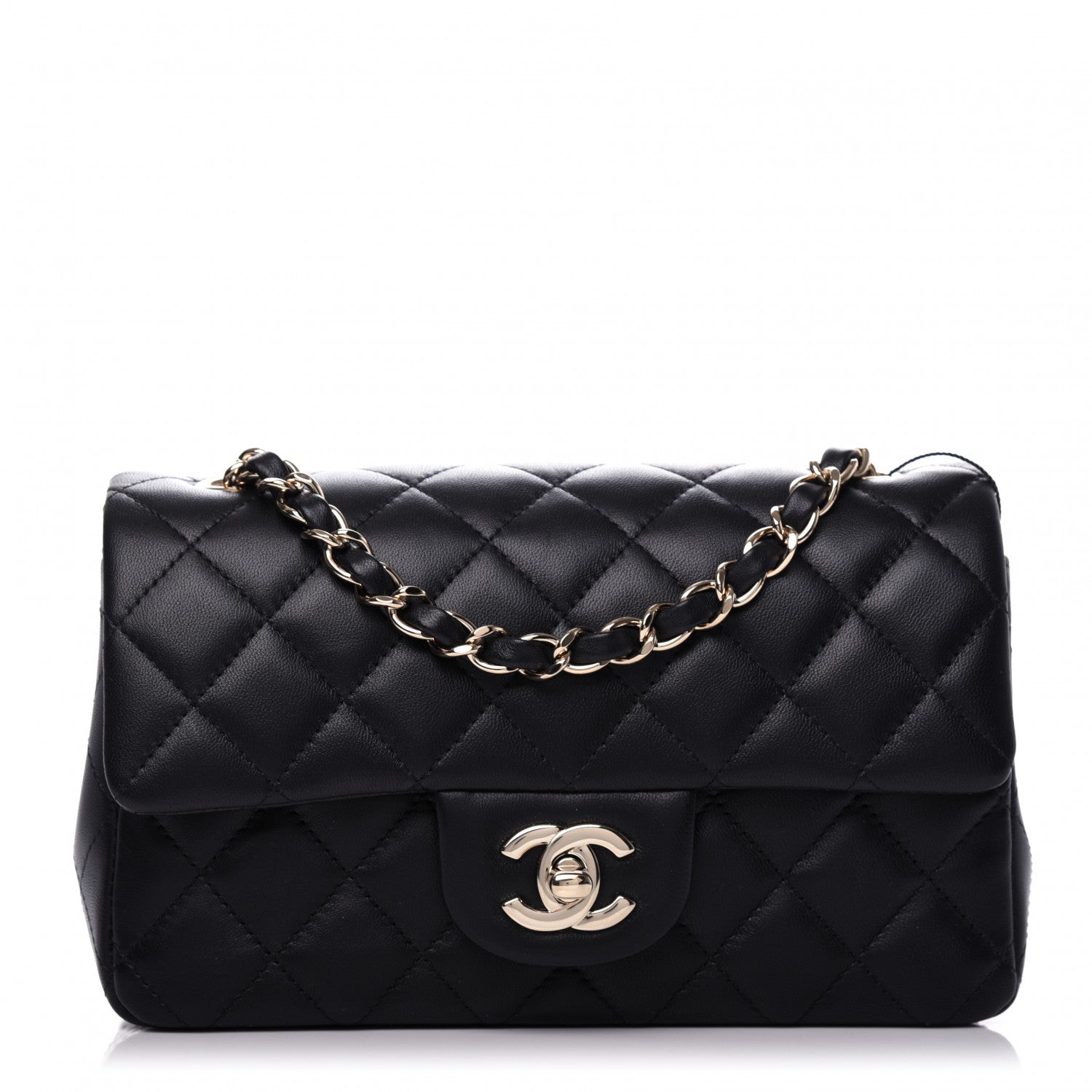 Chanel Lambskin Quilted Mini Rectangular Flap Black 1 of 9