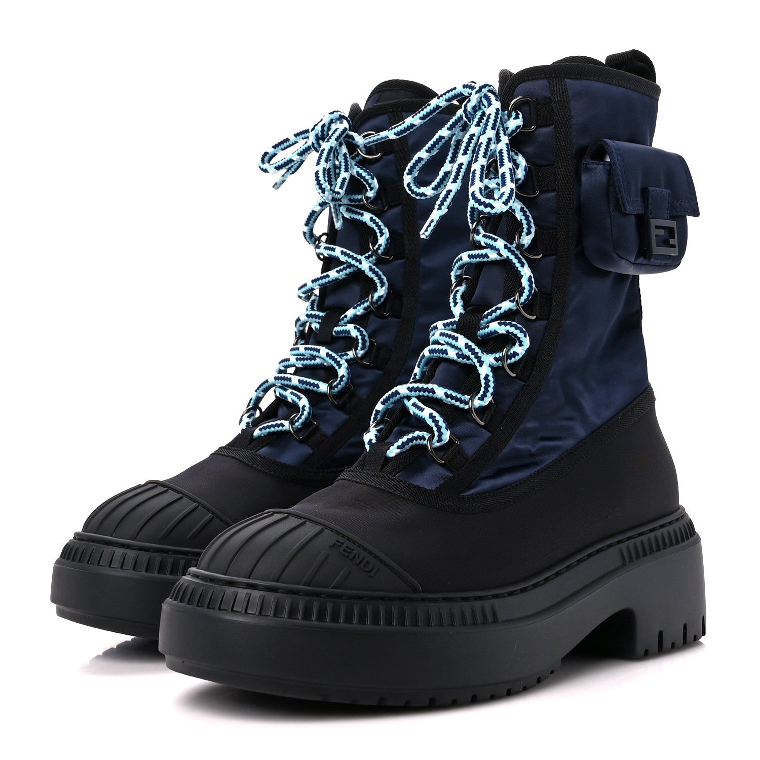 Fendi Nylon Baguette Domino 50mm Biker Boots 36 Eddie Black 3 of 10