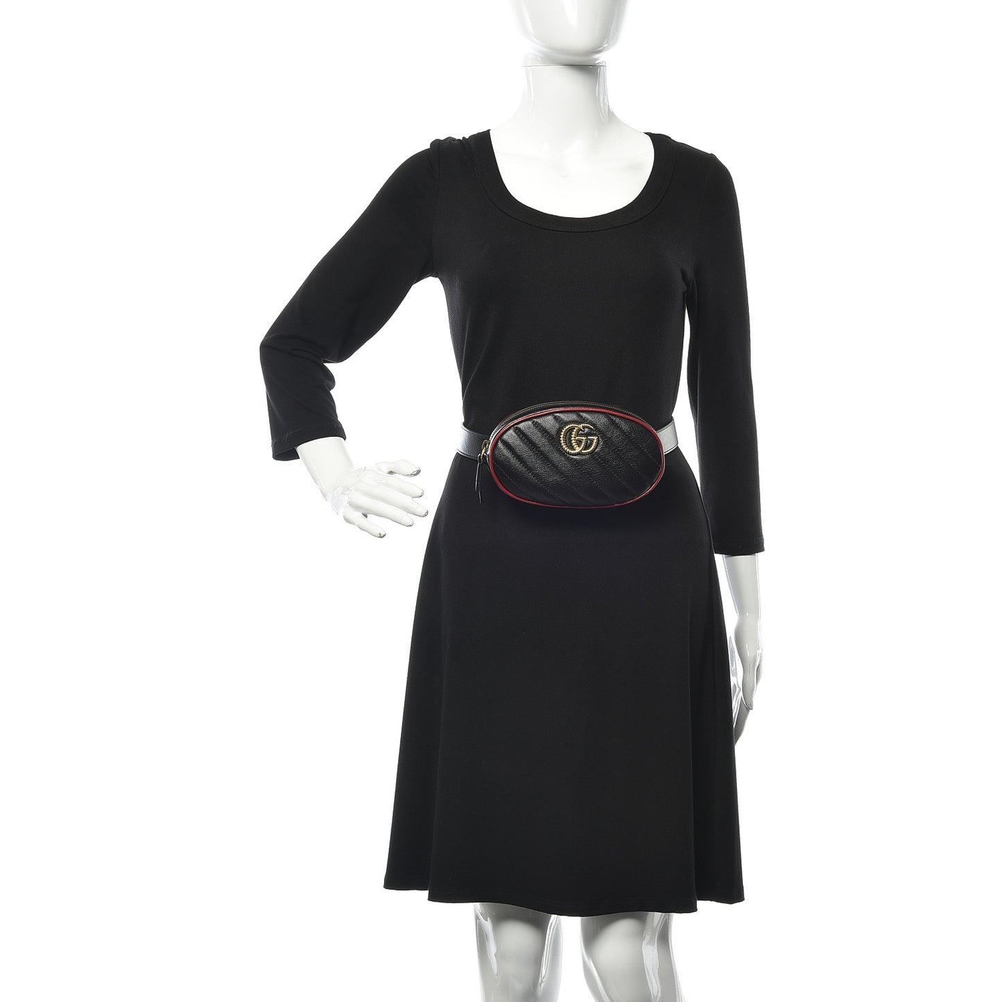 Calfskin Matelasse GG Marmont Belt Bag 75 30 Black