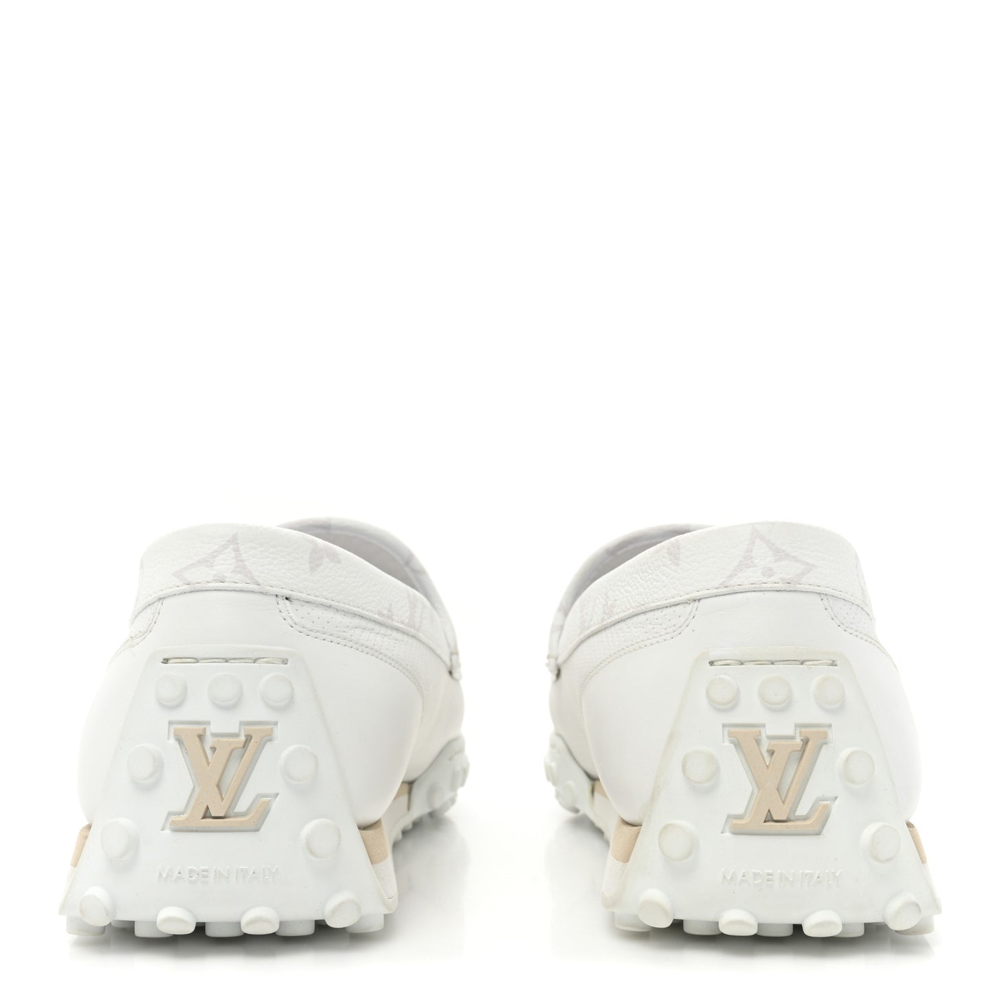 Perforated Calfskin Monogram Mens LV Racer Mocassin Loafers 8.5 White