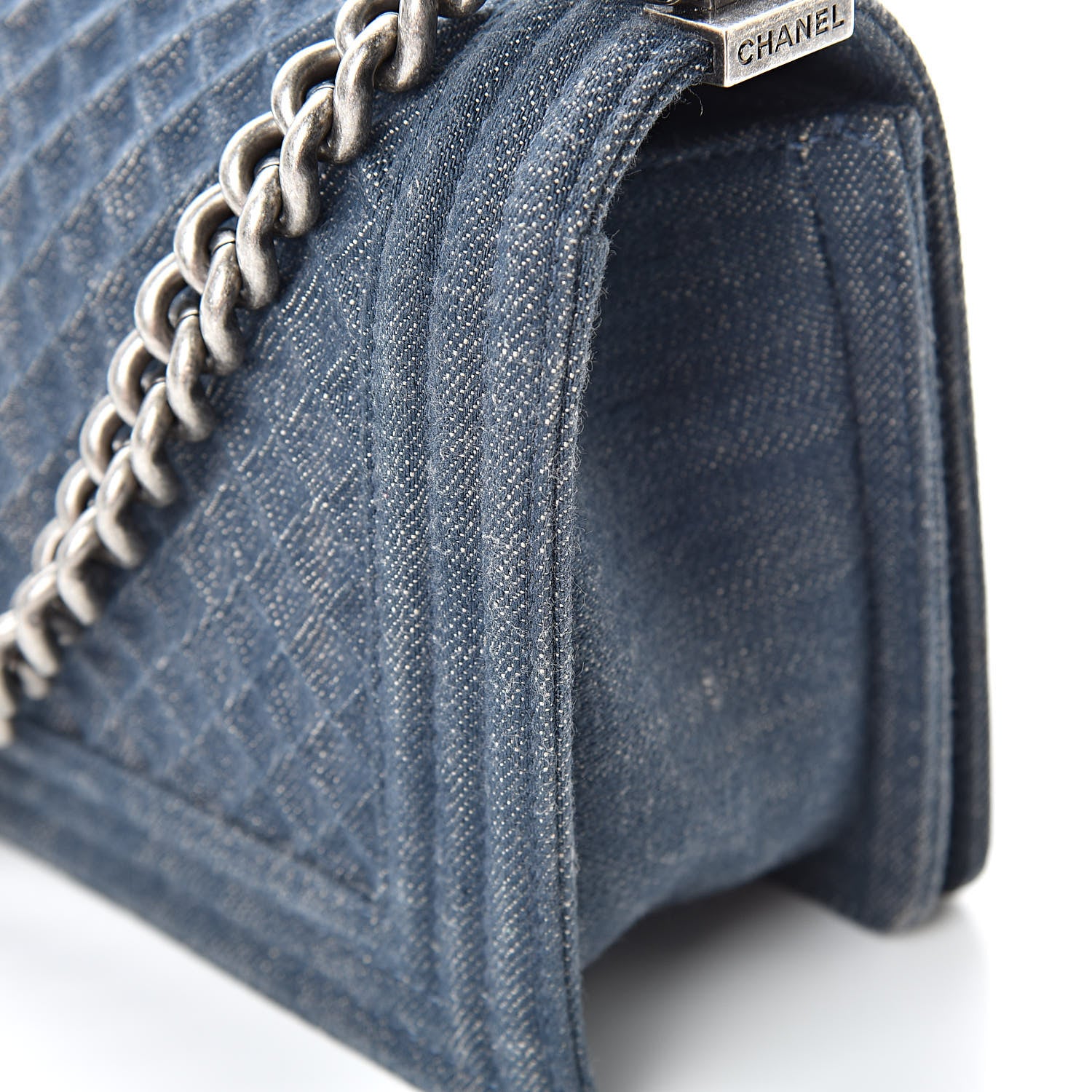 Chanel Denim Embossed Medium Boy Flap Blue 11 of 12