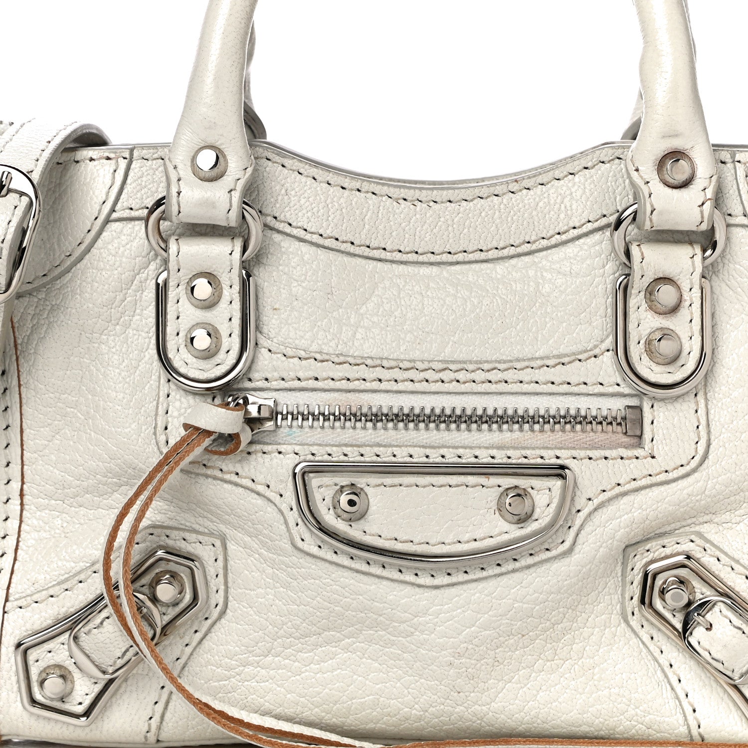 Balenciaga Chevre Silver Metallic Edge Hardware Nano City White 8 of 15