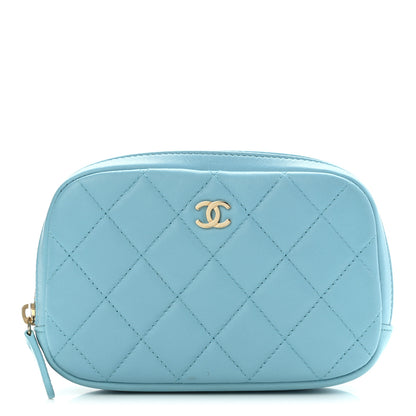 Chanel Lambskin Quilted Small Curvy Pouch Cosmetic Case Light Blue 1 of 7