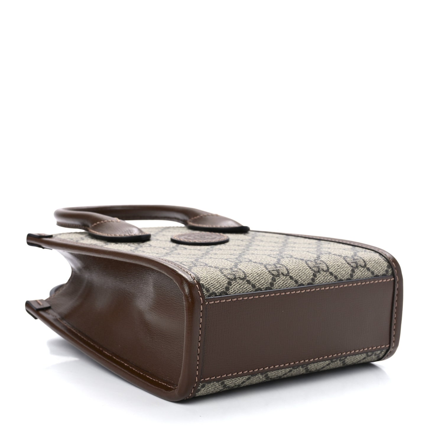 GG Supreme Monogram Azalea Calfskin Mini Retro Interlocking G Tote Bag Beige Ebony Brown Sugar