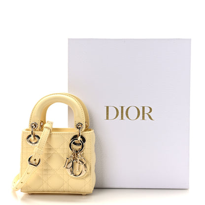 Christian Dior Lambskin Cannage Micro Lady Dior Soft Yellow 9 of 9