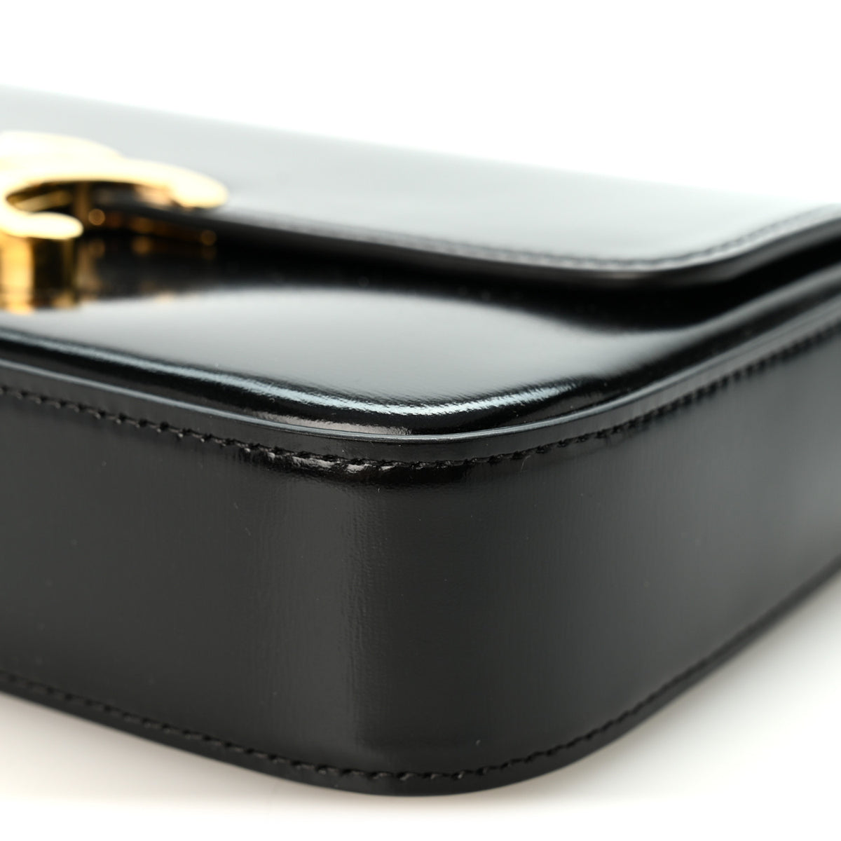 Celine Shiny Calfskin Triomphe Chain Shoulder Bag Black 10 of 11