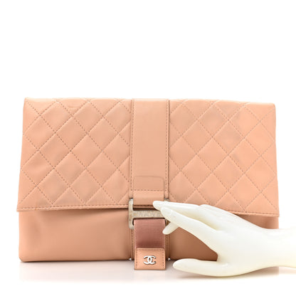Chanel Lambskin Quilted Grip Clutch Nude 2 of 15