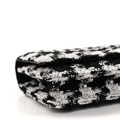 Chanel Tweed Quilted Wallet On Chain WOC Black Ecru White 8 of 9