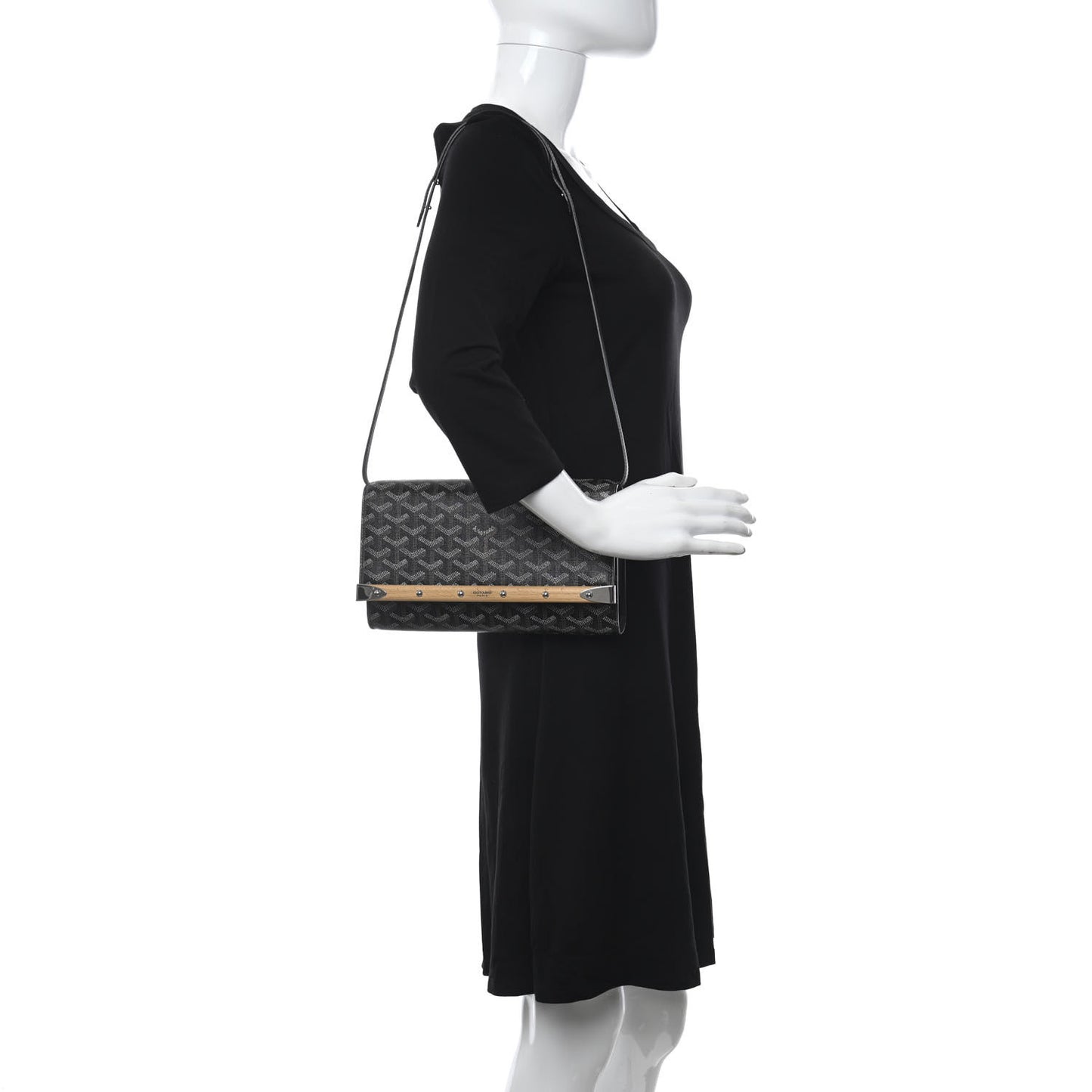 Goyardine Monte Carlo Bois Clutch With Strap Black