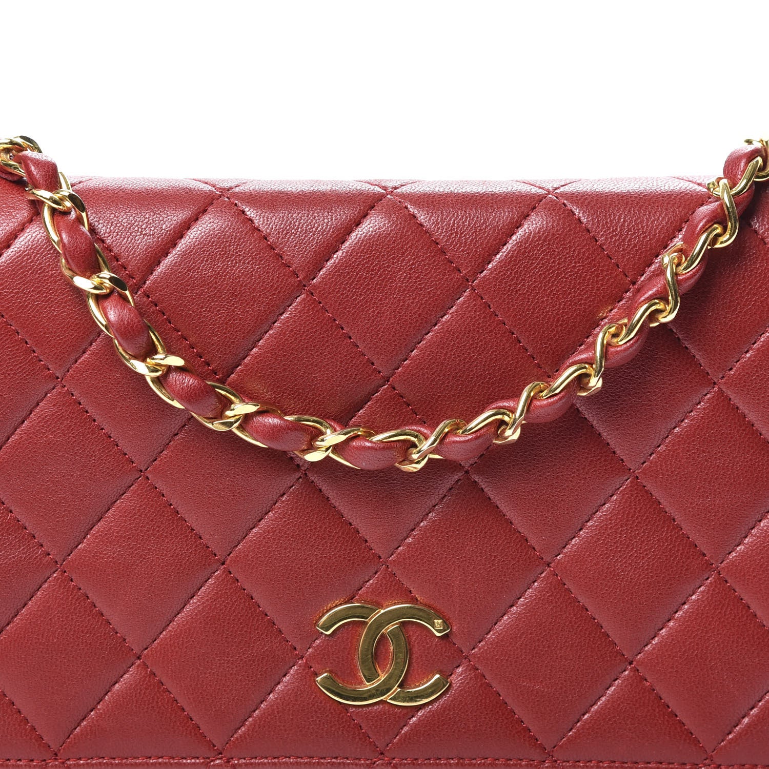 Chanel Lambskin Quilted CC Wallet On Chain WOC Red 8 of 8