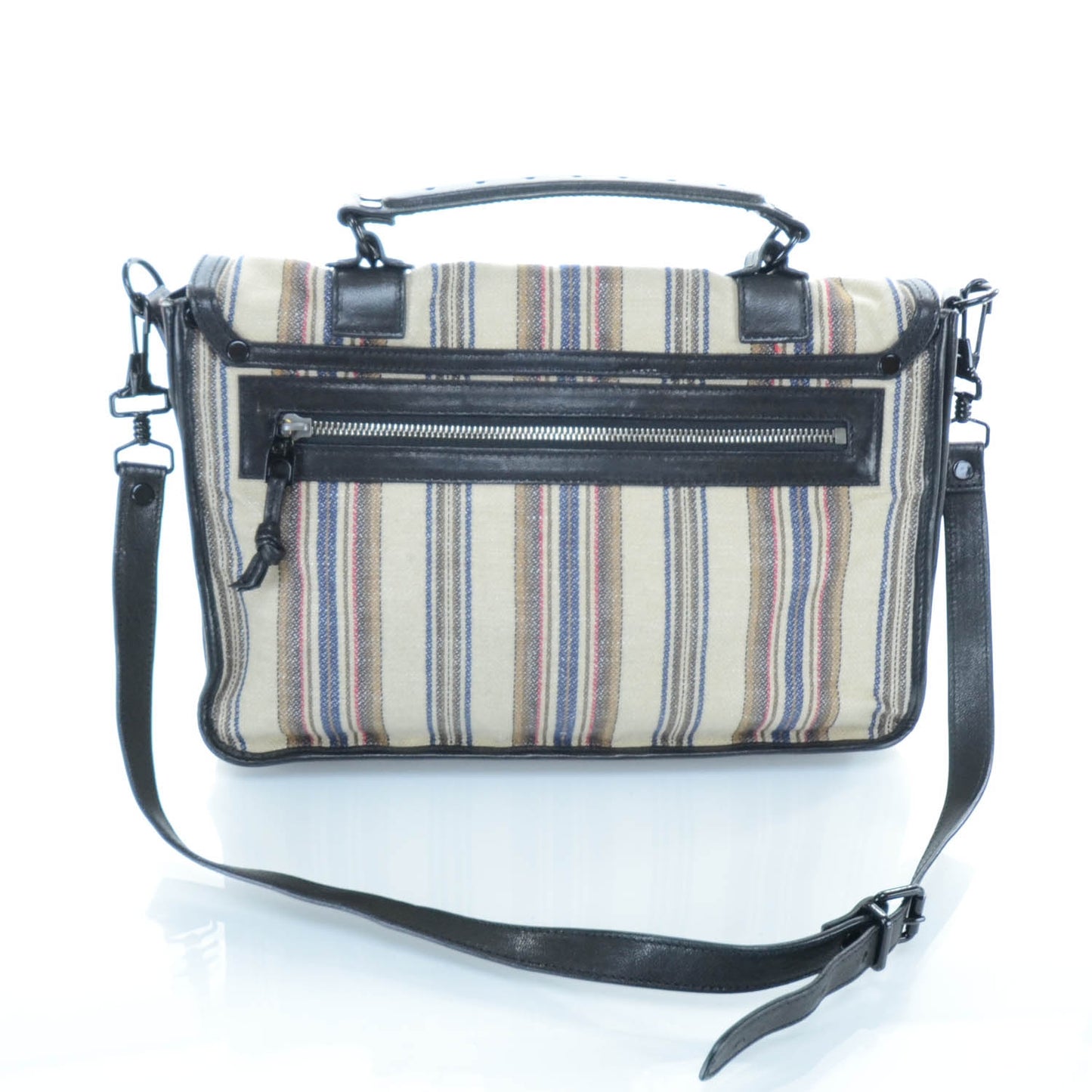 Leather Linen Striped PS1 Medium Satchel