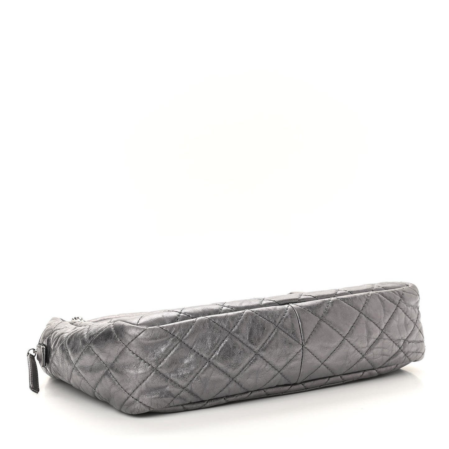 Metallic Aged Calfskin Quilted Large Reissue Camera Case Silver