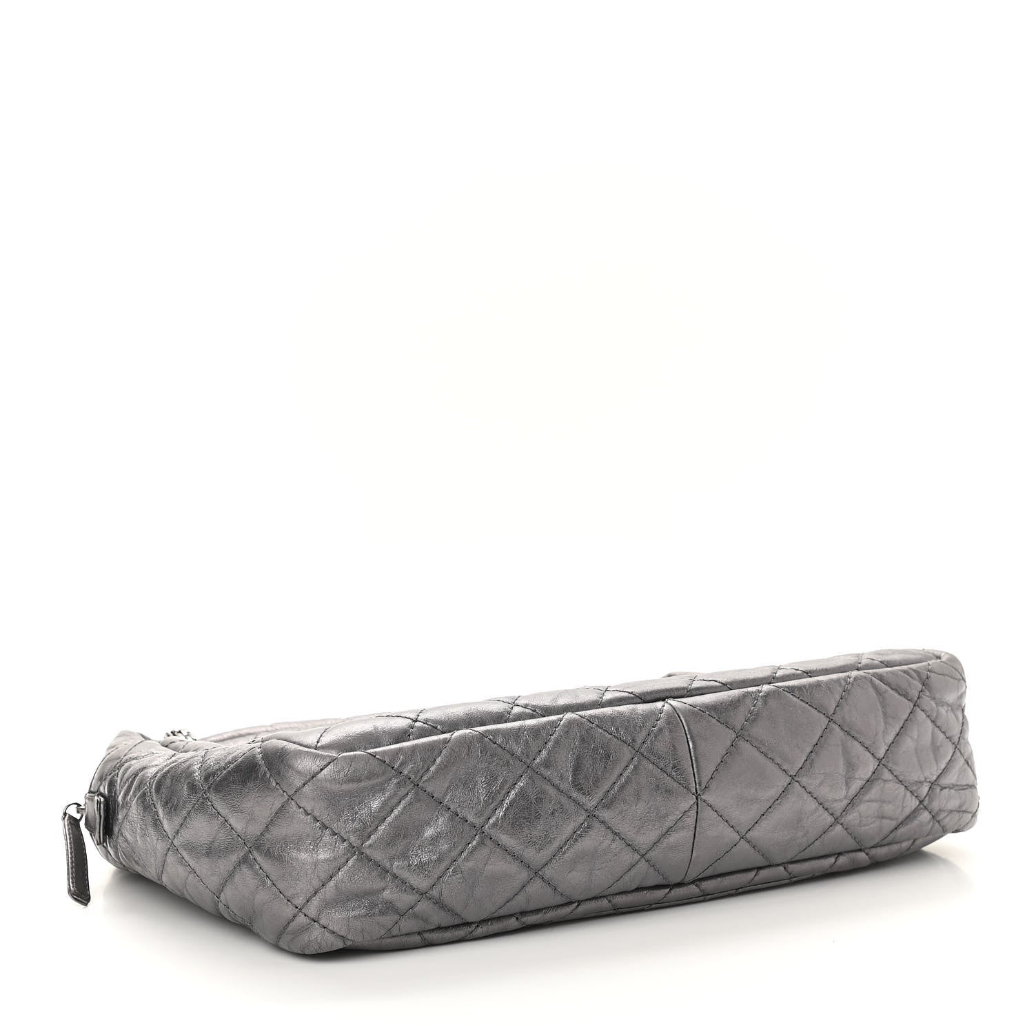 Chanel Metallic Aged Calfskin Quilted Large Reissue Camera Case Silver 4 of 10