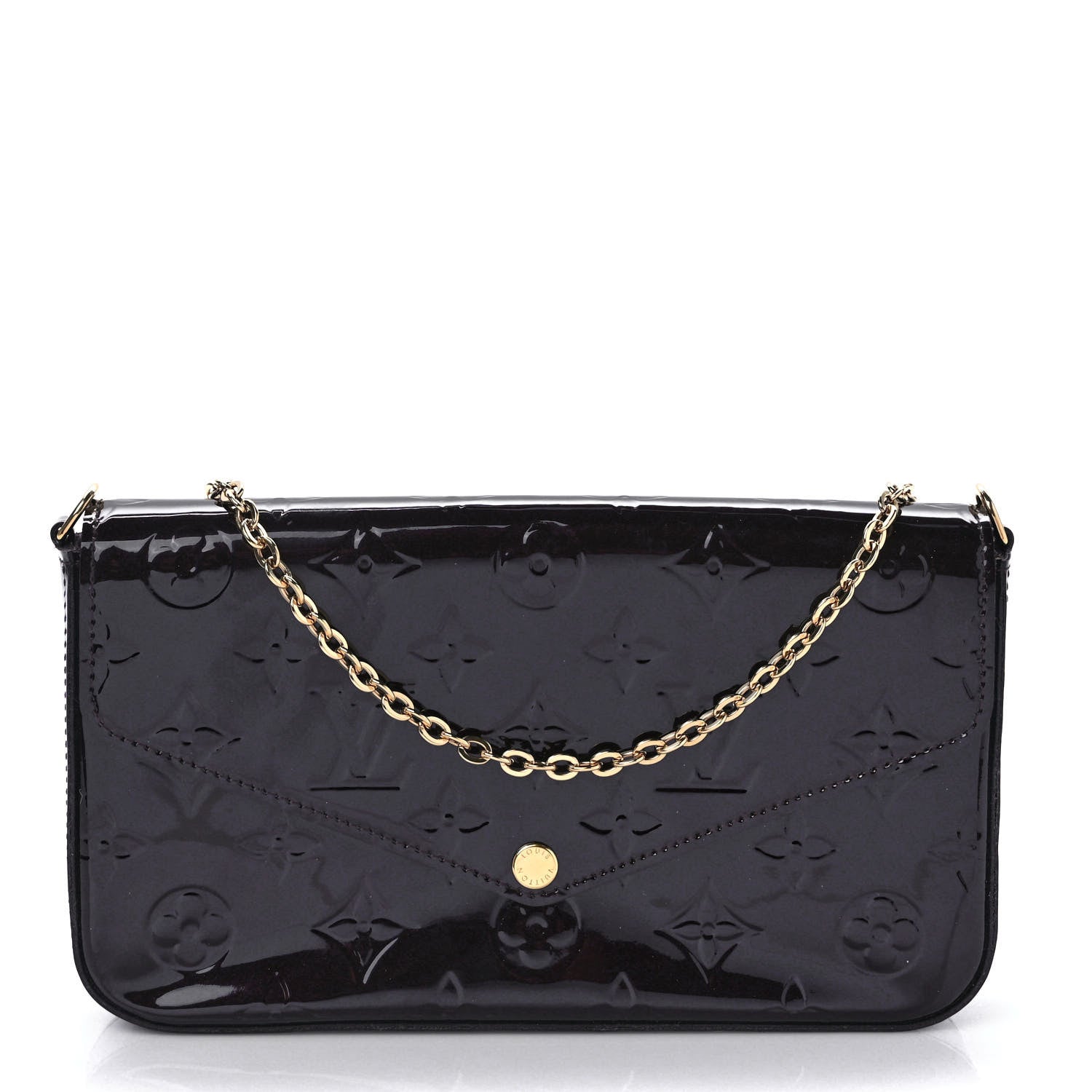 Louis Vuitton Vernis Pochette Felicie Chain Wallet Amarante 3 of 10