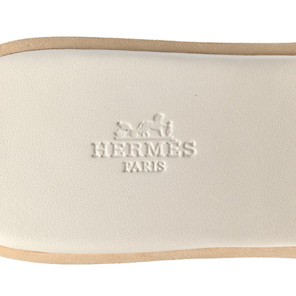 Hermes Calfskin Cork Eze 30 Sandals 40 White 7 of 9