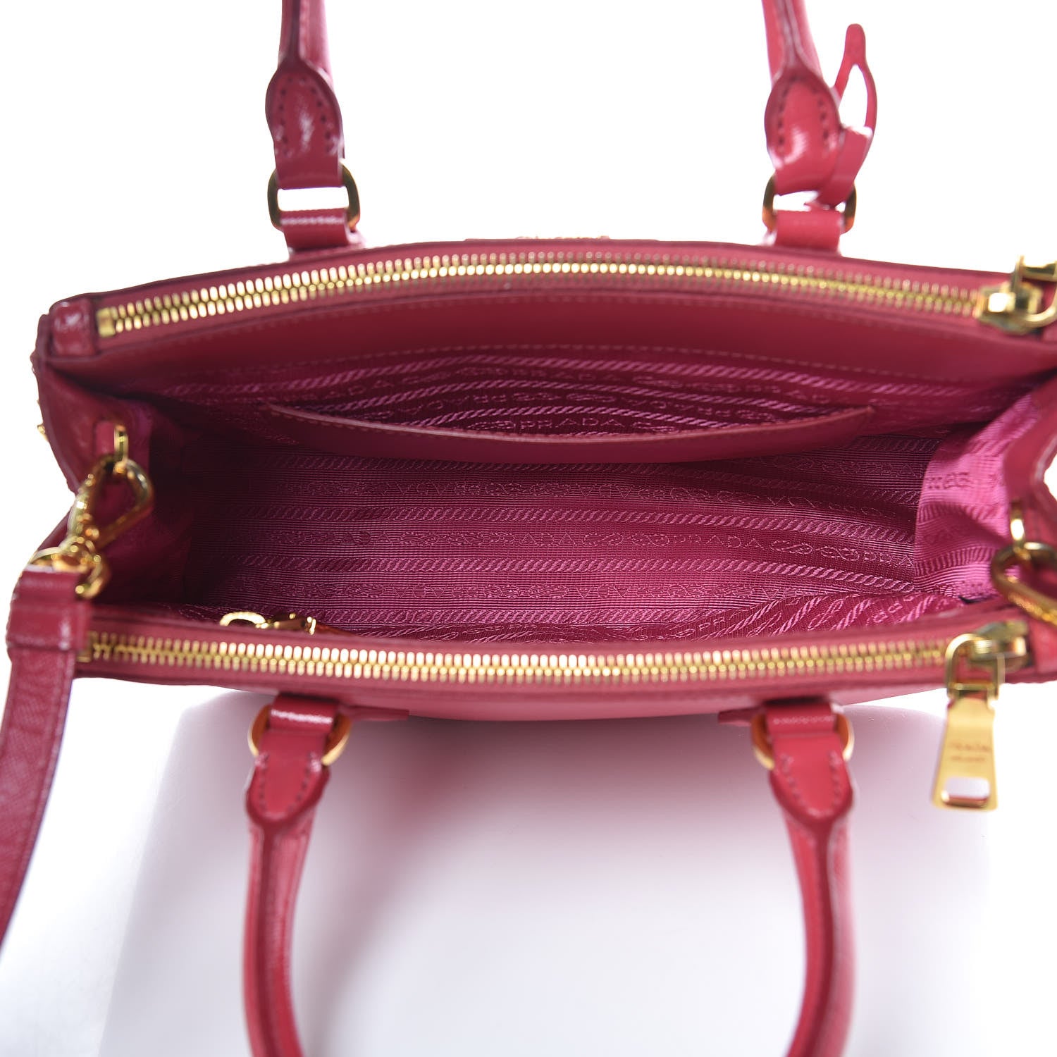 Prada Saffiano Vernice Mini Galleria Double Zip Tote Peonia 5 of 14