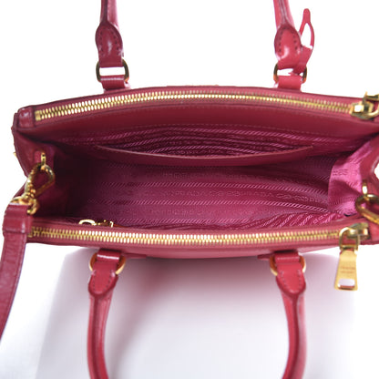 Prada Saffiano Vernice Mini Galleria Double Zip Tote Peonia 5 of 14