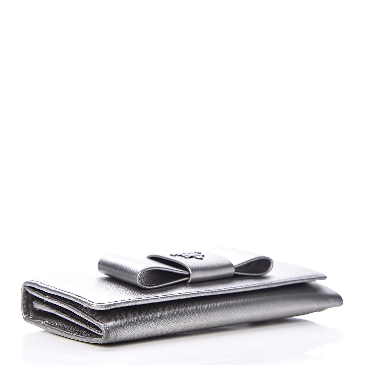 Prada Saffiano Fiocco Bow Continental Wallet Cromo 4 of 13