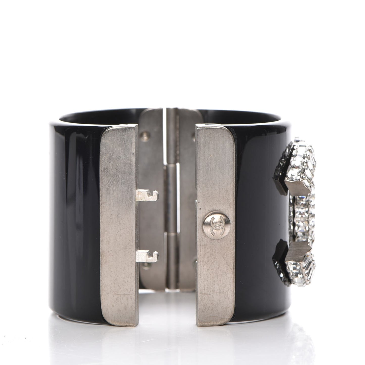 Resin Crystal Baguette CC Wide Cuff Black