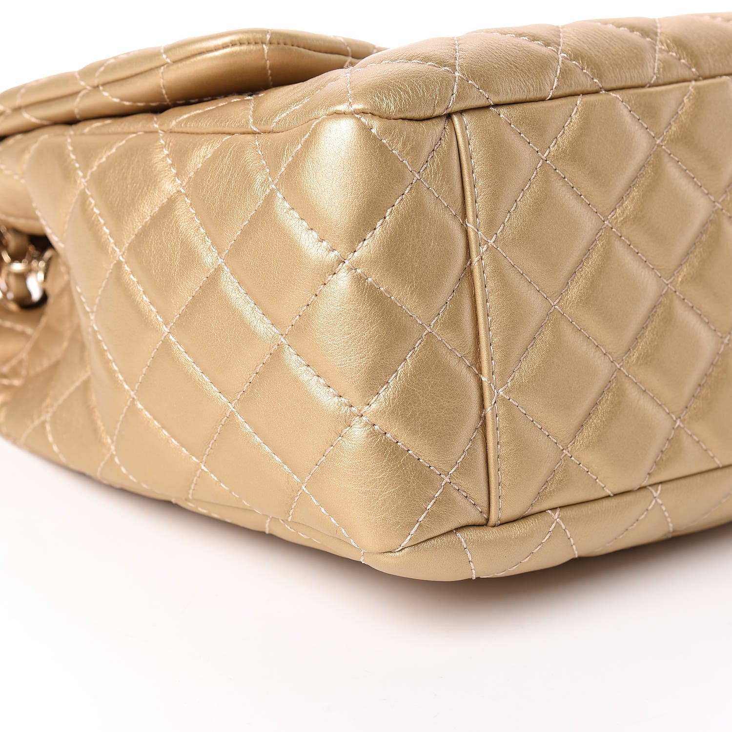 Chanel Metallic Calfskin Quilted Small XXL Travel Flap Bag Gold 5 of 10