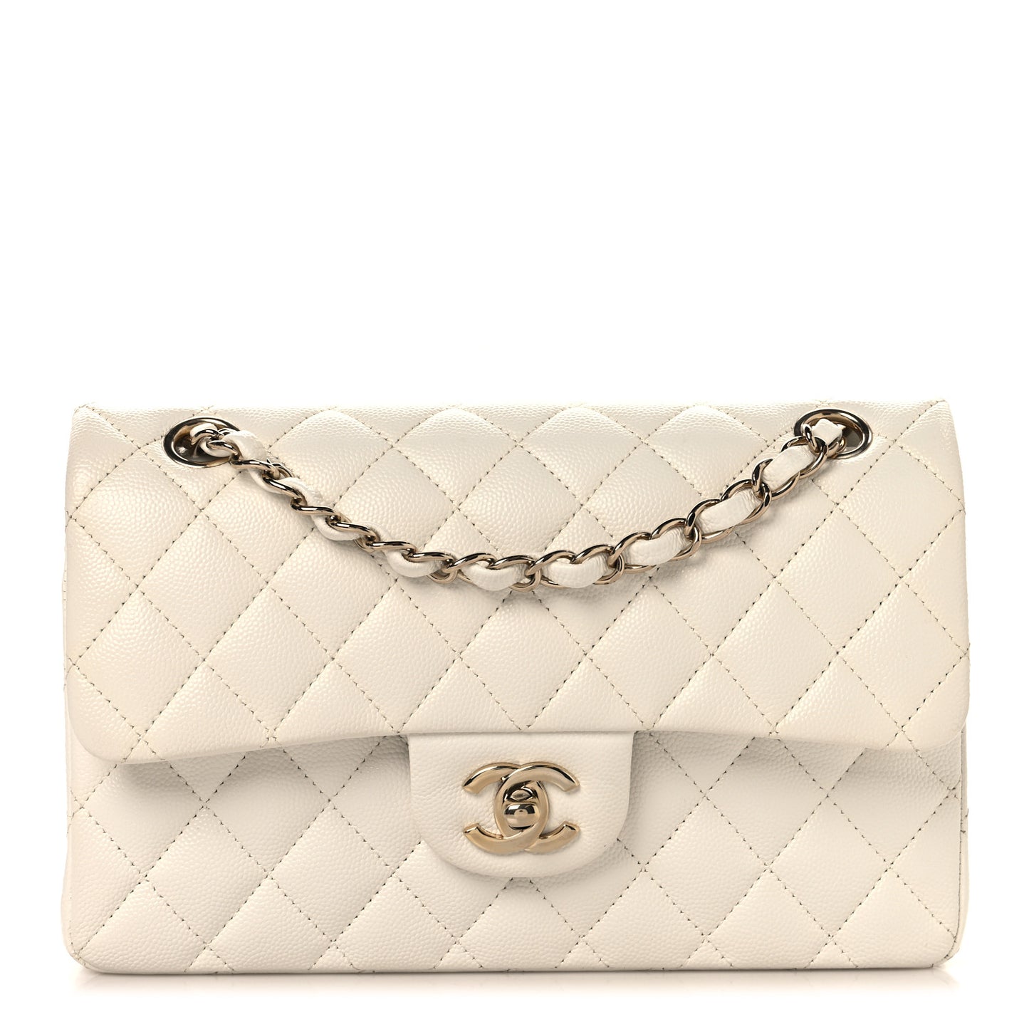 Caviar Quilted Small Double Flap White