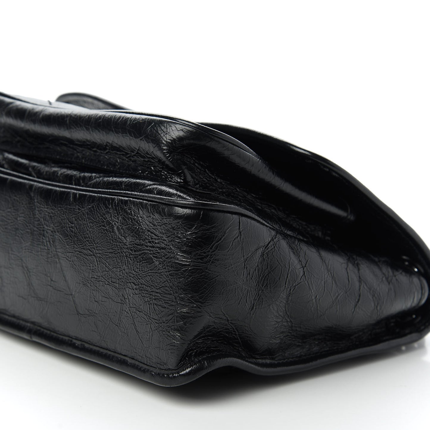 Crinkled Calfskin Matelasse Monogram Medium Niki Chain Satchel Black