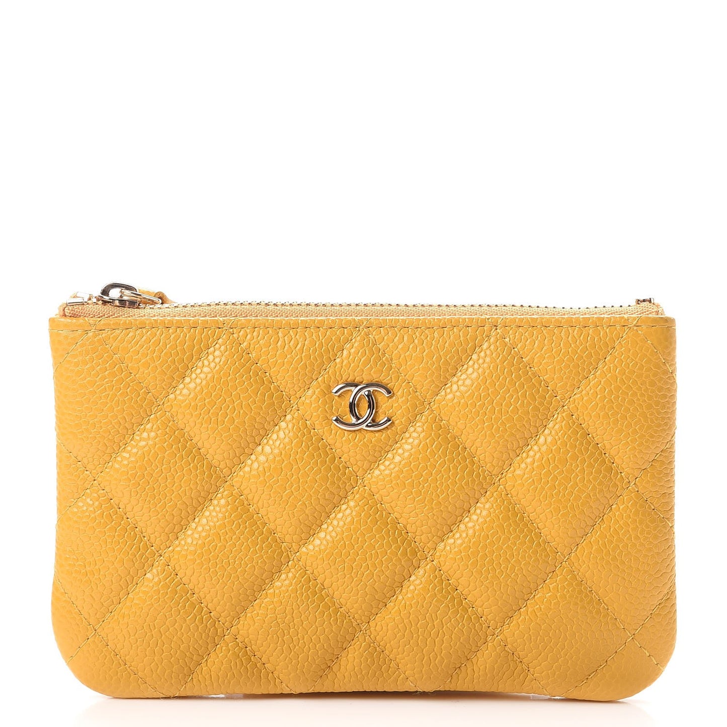 Caviar Quilted Small Cosmetic Case Yellow
